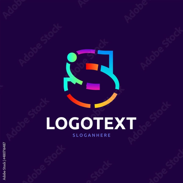 Fototapeta S letter colorful logo abstract design. S alphabet logo