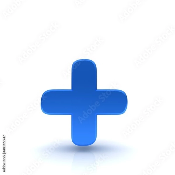 Obraz Plus + sign blue symbol 3d