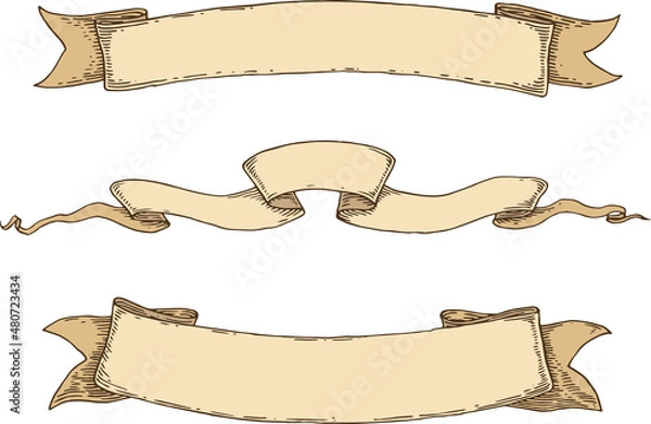 Obraz Retro Blank Heraldic Ribbons
