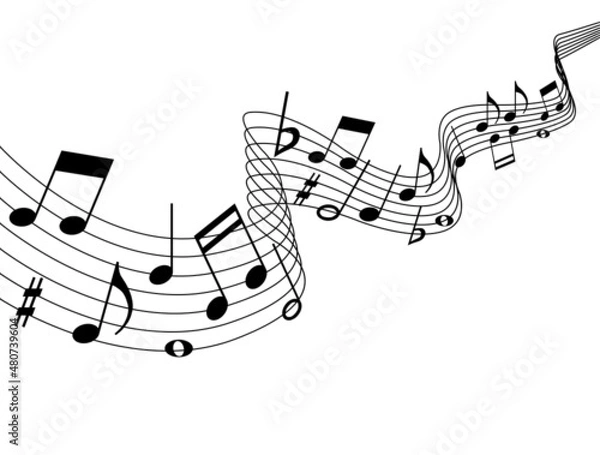 Obraz Musical notes background with lines