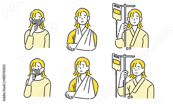 Obraz 怪我・病気の女性のイラスト
