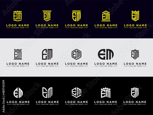Fototapeta Template Set initial letters of the EM logo icon. -Vector