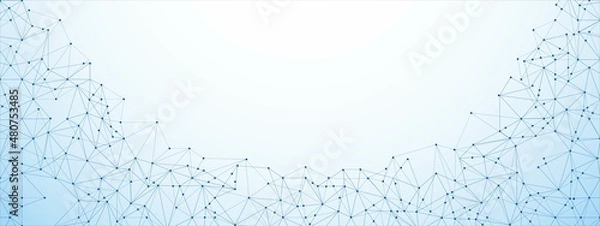 Fototapeta Blue vector background frame grid . Texture damaged network, thin threads, connections. Digital technology design. Arched pattern, dots and lines. Poster for medicine, websites, 3d.