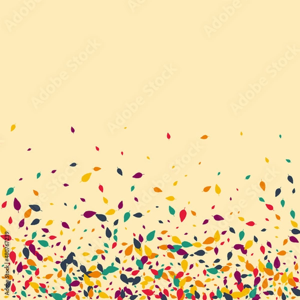 Obraz Colorful Leaf Vector Beige Background. Autumn Foliage Forest Design. Season Confetti Card. Yellow Foliage Template.