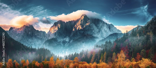 Fototapeta Triglav Mountain Peak o wschodzie słońca