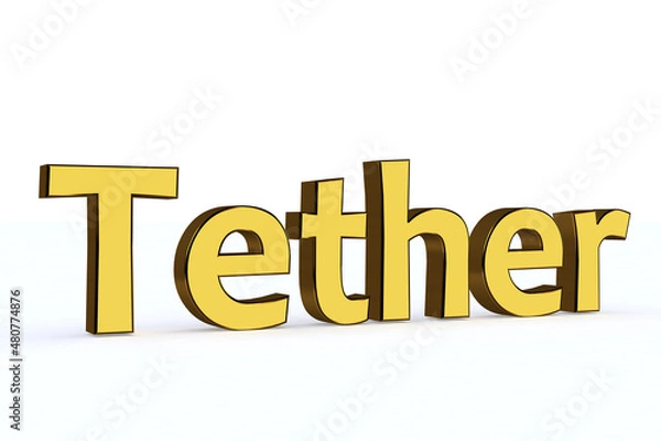 Fototapeta Tether. 3D render text on white background.