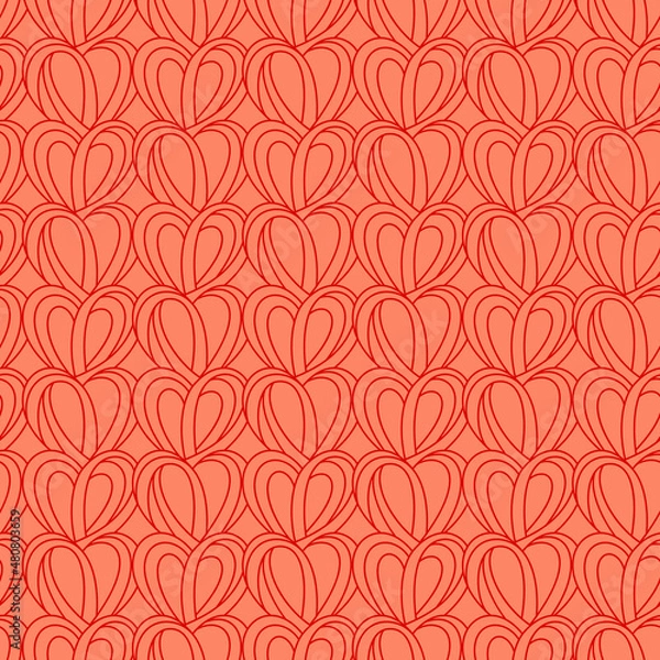 Obraz Hearts seamless pattern. Design for Saint Valentine's Day Cards. Cute knitted ornament.