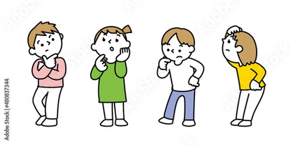 Obraz 友達と一緒に何かを考える子どもたち