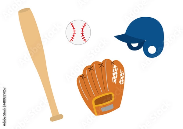 Obraz 野球のアイテムイラストセット