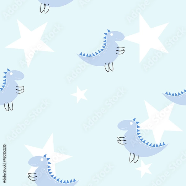Obraz Cute dinosuar seamless pattern.Vector illustration