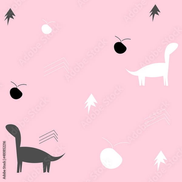 Obraz Cute dinosuar seamless pattern.Vector illustration