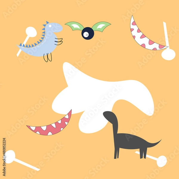 Obraz Cute dinosuar seamless pattern.Vector illustration