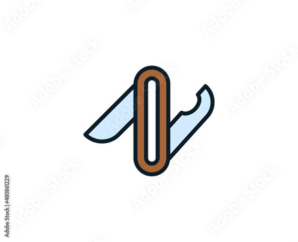 Fototapeta Knife line icon. Vector symbol in trendy flat style on white background. Travel sing for design.