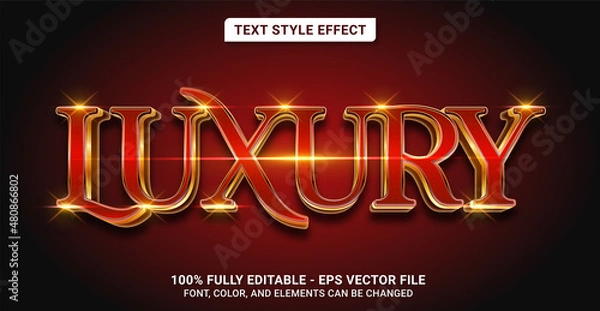 Fototapeta Text Style with Luxury Red Theme. Editable Text Style Effect.