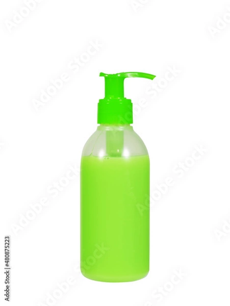 Fototapeta Bottle of Liquid Soap, Hand Sanitizer, Shampoo, Cream, Body Lotion or Shower Gel. Isolated on White Background.