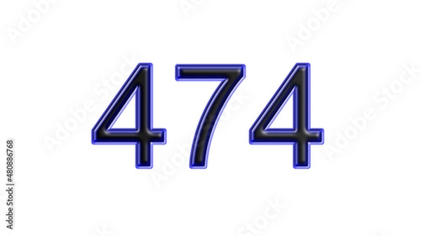 Obraz blue 474 number 3d effect white background