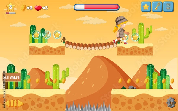 Fototapeta A game template desert background