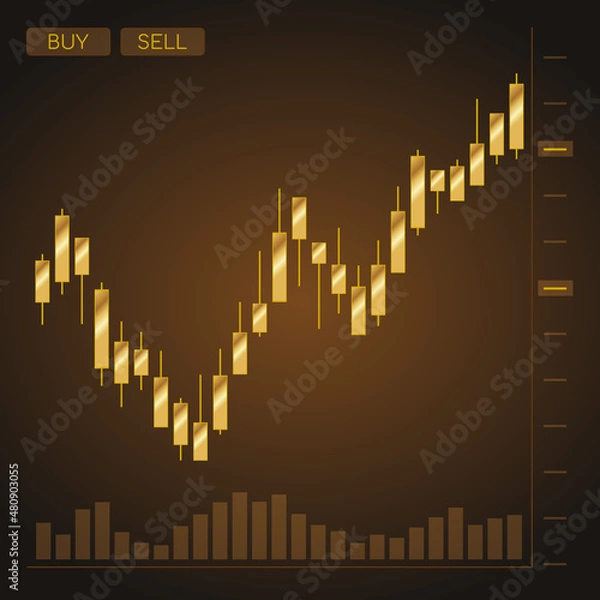 Fototapeta Square Chart Graph Candle Gold Luxury