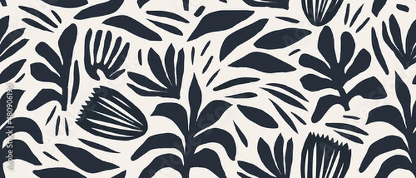 Obraz Hand drawn minimal abstract organic shapes pattern. Collage contemporary print. Fashionable template for design.