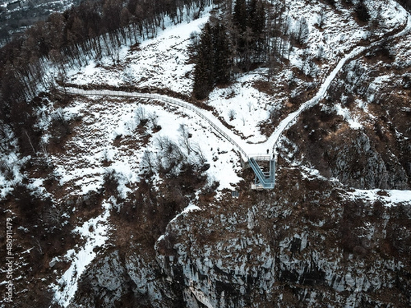 Obraz Aerial view of Belvedere Piani dei Resinelli, province of Lecco, near Monte Coltignone and Cima Paradiso. Drone photos of the beauty of como lake.