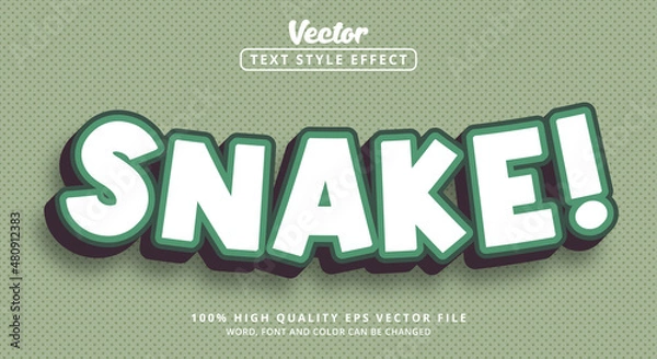 Fototapeta Tekst węża z zielonym i białym stylem kombinacji kolorów, edytowalny efekt tekstowy