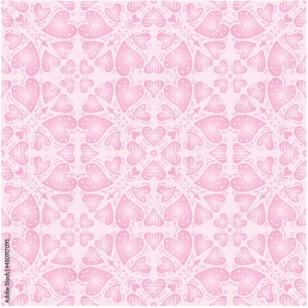 Fototapeta Seamless pattern mandala  decorative element with hearts 