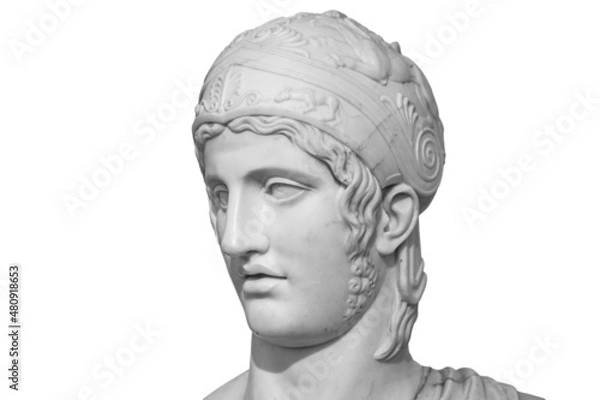Fototapeta A statue of the ancient Greek god of war. Ares is the son of Zeus and Hera. One of the twelve gods of Olympus isolated on white background