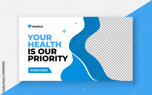 Fototapeta Medical healthcare youtube thumbnail and web banner template.Editable video thumbnail template	