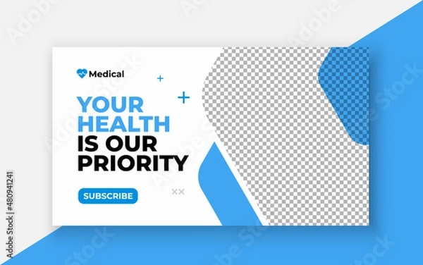 Fototapeta Medical healthcare youtube thumbnail and web banner template.Editable video thumbnail template	
