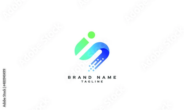 Obraz IS, SI, Abstract initial monogram letter alphabet logo design