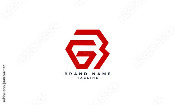 Fototapeta GB, BG, Abstract initial monogram letter alphabet logo design
