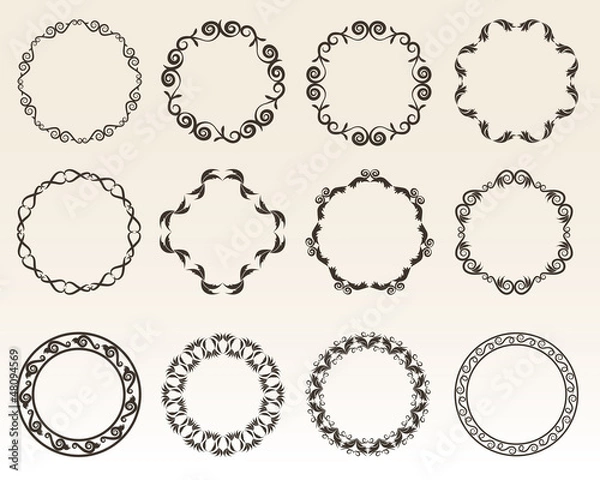 Obraz Decorative circle borders vector illustration