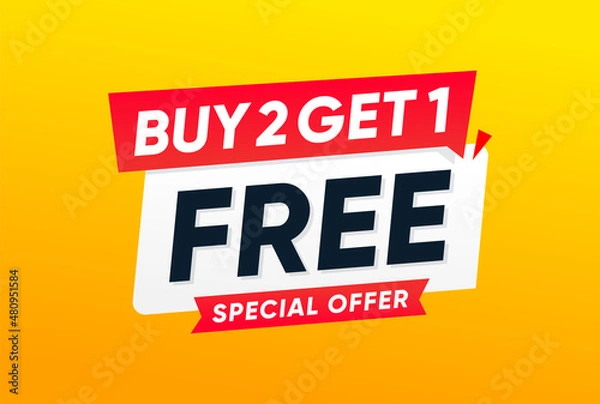 Fototapeta Buy two get one free offer, Banner vector design 