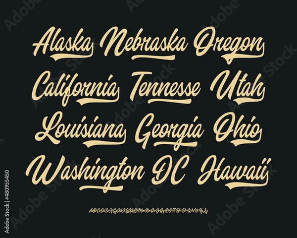 Fototapeta Brush Script Lettering Font with Lettering Set. Vector