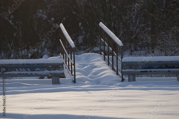 Fototapeta snow covered bridge