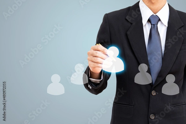 Obraz Human resource management  Business man writer concept.