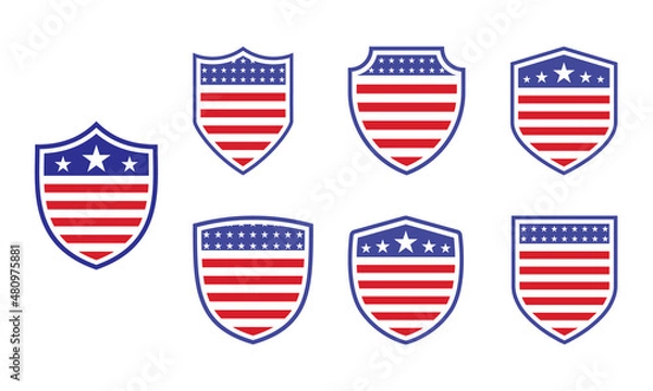 Fototapeta Shield Shaped American Flag icon symbol design vector template