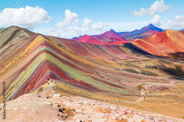 Obraz Vinicunca or Winikunka. Also called Montna a de Siete Colores. Mountain in the Andes of Peru