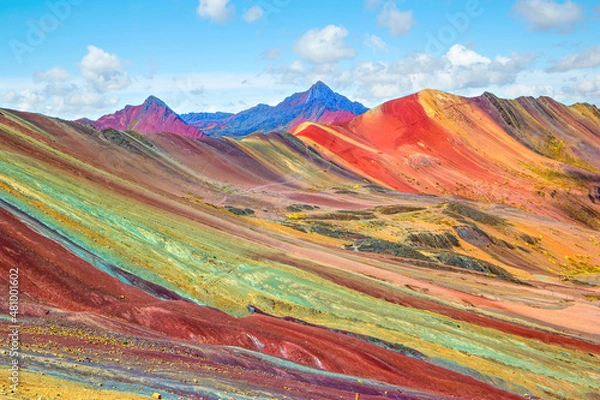 Obraz Vinicunca or Winikunka. Also called Montna a de Siete Colores. Mountain in the Andes of Peru