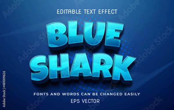 Fototapeta Blue Shark 3d editable text effect