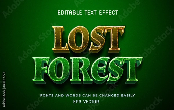 Fototapeta Lost forest adventure 3d editable text effect