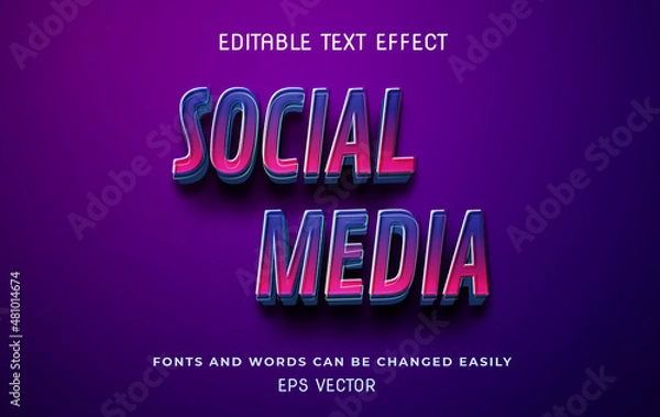 Fototapeta Social media 3d editable text effect