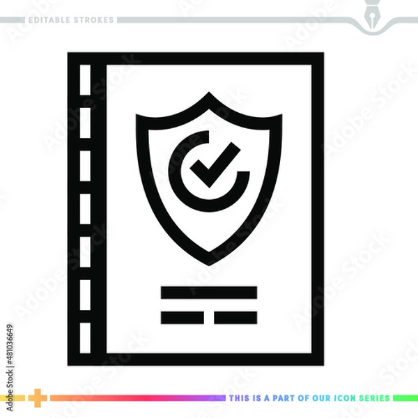 Obraz Line icon for security clearance illustrations with editable strokes. This vector graphic has customizable stroke width.