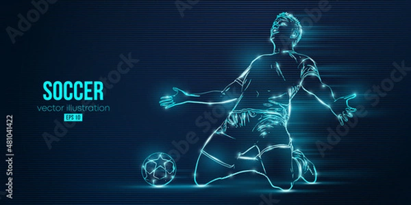Obraz football soccer player man in action isolated blue background. Vector illustration