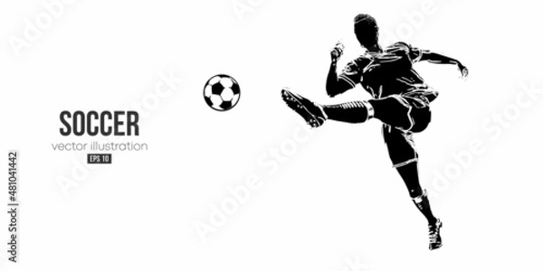 Fototapeta football soccer player man in action isolated white background. Vector illustration