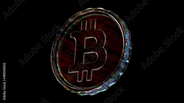 Obraz glass coin bitcoin glitch 3d render