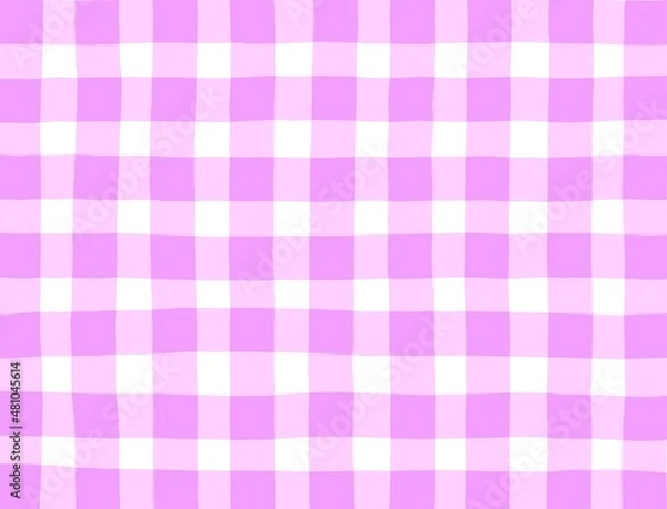 Fototapeta Pink checkered background. Space for graphic design. Checkered texture. Classic checkered geometric pattern. Traditional ornament made of colored square elements. Abstract checkered background.