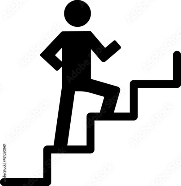 Obraz 階段を登る人間のシンプルなピクトグラムイラスト