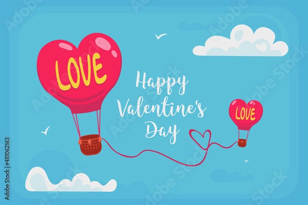 Obraz Two balloons are connected by a thread to form a heart. St. Valentine's Day