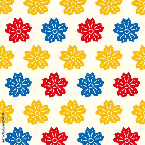 Obraz 沖縄紅型シンプルパターン　イラスト素材